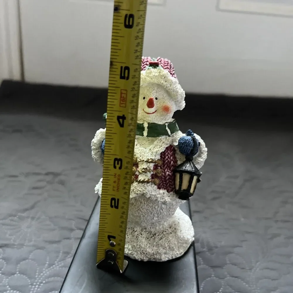 Vintage Resin Christmas Snowman Multicolor Figurine Holiday Winter Decor 5.5”H